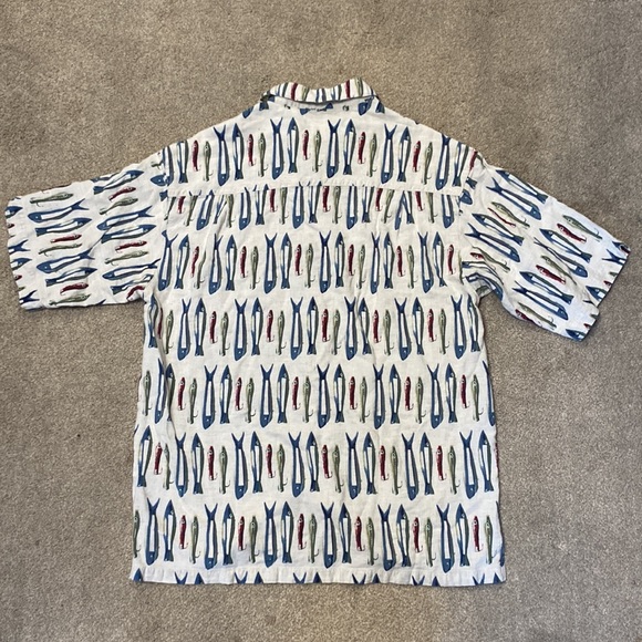 Columbia Vintage Fish Hook Novelty Print Short Sleeve Button Down Shirt Size M - Picture 3 of 4